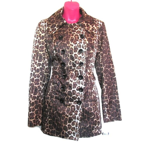 NEW nwt ny&co leopard coat satin trench size medium - Picture 4 of 7